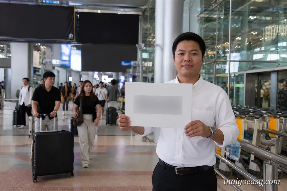 曼谷機場入境大廳接機司機舉著姓名牌等候旅客
