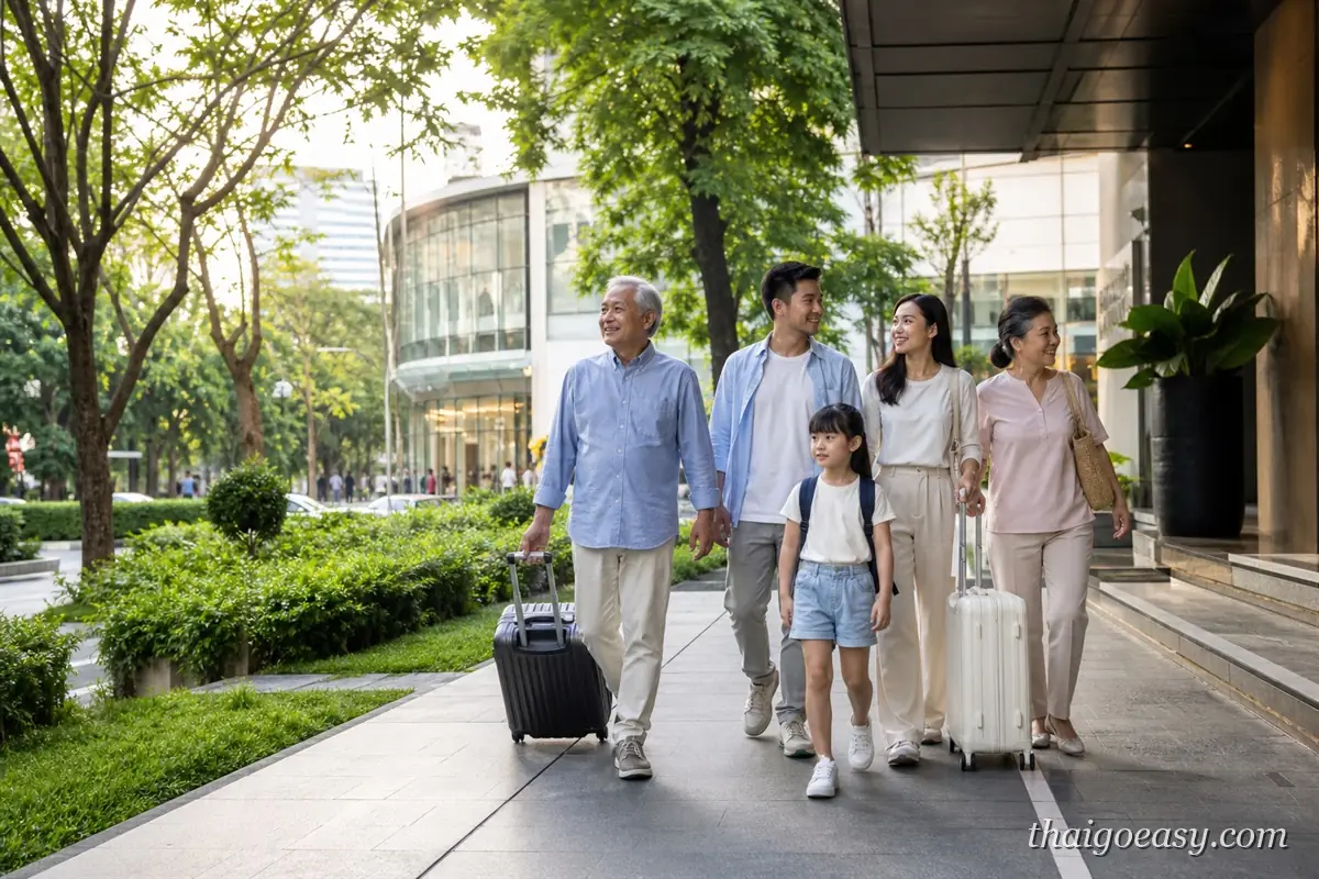曼谷 Phrom Phong 一帶的街區與家庭旅客