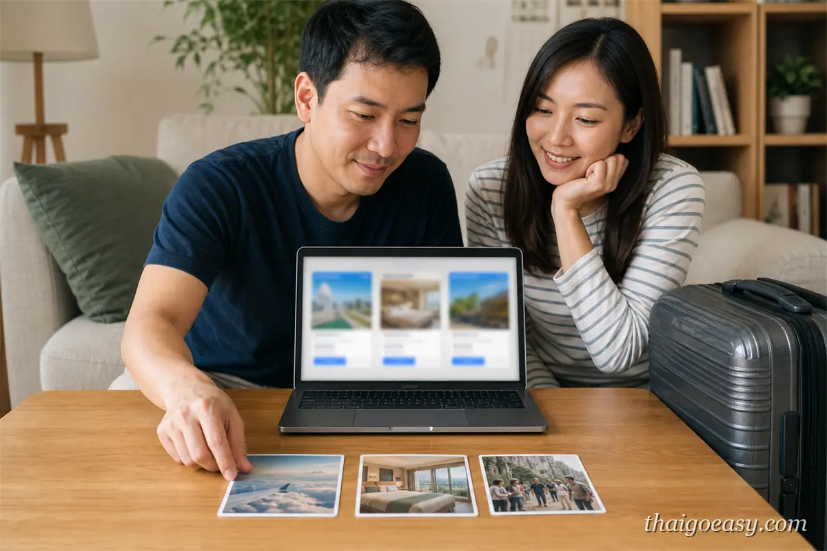 旅客比較自由行行程表與旅行社套裝行程資料